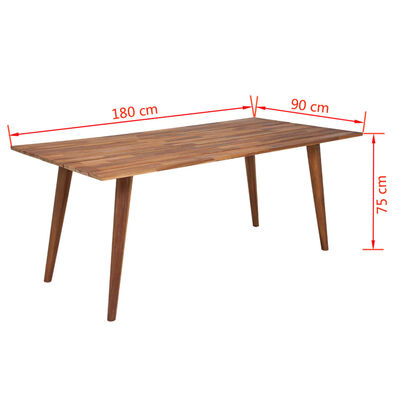 vidaXL Jedálenský stôl z masívneho akáciového dreva, hnedý