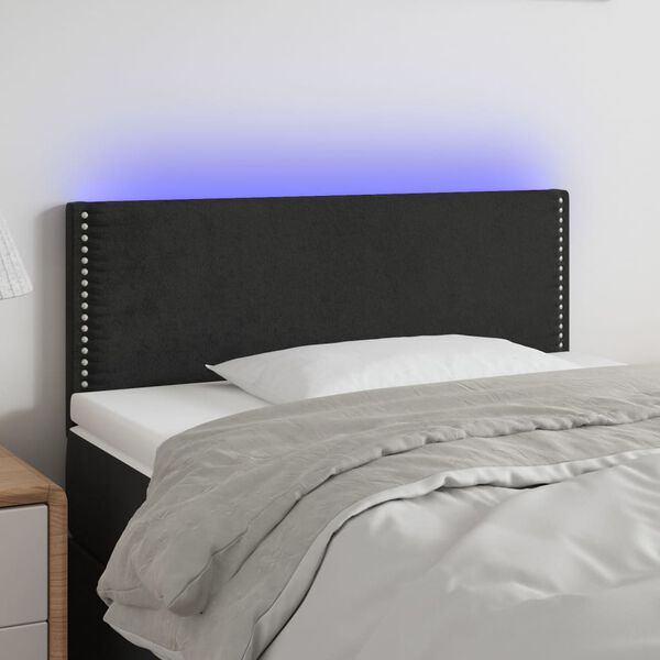 vidaXL Čelo postele s LED čierne 80x5x78/88 cm zamat