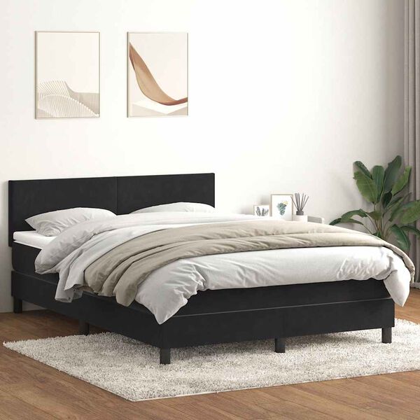 vidaXL Posteľn&yacute; r&aacute;m boxspring s matracom čierny 160x210 cm zamat