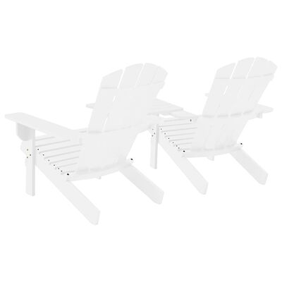 vidaXL Záhradné stoličky Adirondack+stolík, jedľový masív, biele