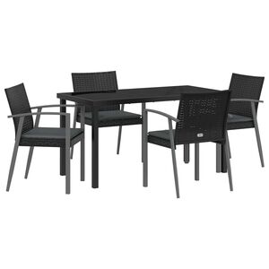 vidaXL Z&aacute;hradn&yacute; jed&aacute;lensk&yacute; set 5 pcs Čierna a &Scaron;ed&aacute; PE ratan