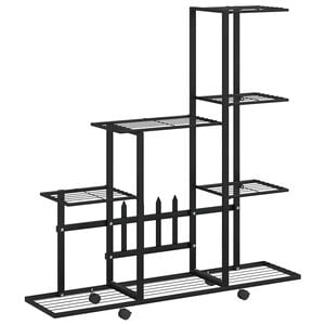 vidaXL Stojan na kvety s kolieskami 94,5x25x92,5 cm čierny kovov&yacute;