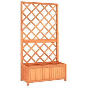 vidaXL Z&aacute;hradn&yacute; kvetin&aacute;č s mriežkou hned&yacute; 70x30x135 cm jedľov&eacute; drevo