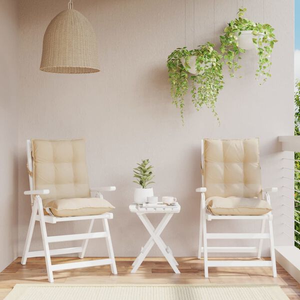 vidaXL Podložky na stoličky nízke operadlo 2 ks béžové oxfordská látka