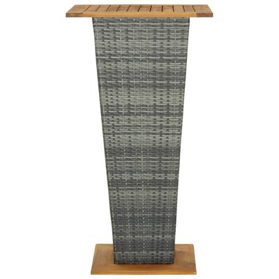 vidaXL Barový stôl sivý 60x60x110 cm polyratan a akáciový masív