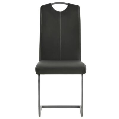 vidaXL Jedálenské stoličky, perová kostra 4 ks, sivé, umelá koža