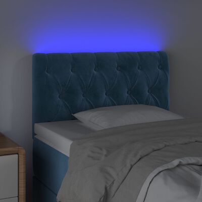 vidaXL Čelo postele s LED tmavomodré 80x7x78/88 cm zamat