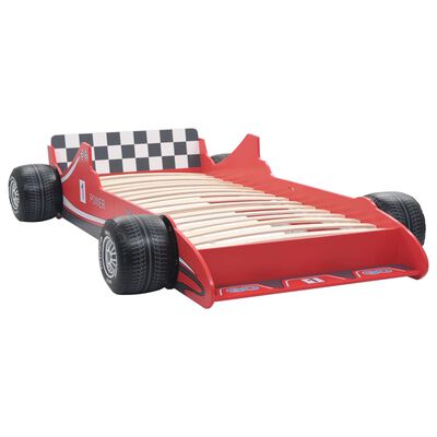vidaXL Detská posteľ pretekárske auto 90x200 cm červená