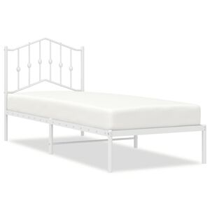 vidaXL Kovov&yacute; r&aacute;m postele bez matraca s čelom biely 75x190cm
