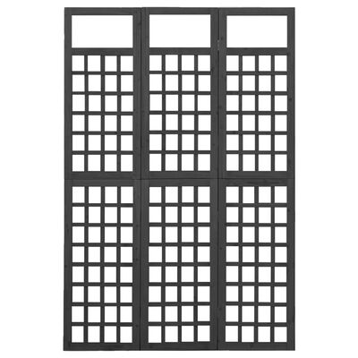 vidaXL 3-panelový paraván/mriežka masívna jedľa čierny 121x180 cm