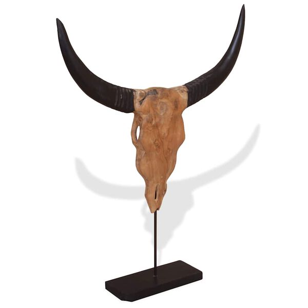 vidaXL Bull Skull Sculpture Teak 66x15x88 cm
