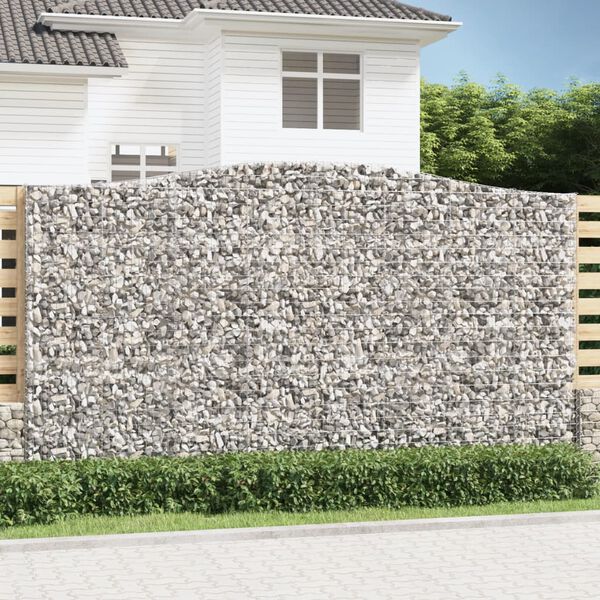 vidaXL Obl&uacute;kov&yacute; gabionov&yacute; k&ocirc;&scaron; 3 ks 400x30x220/240cm pozinkovan&eacute; železo