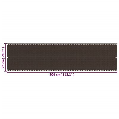 vidaXL Balkónová markíza hnedá 75x300 cm HDPE