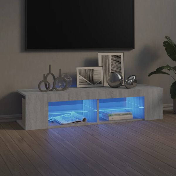 vidaXL TV skrinka s LED, sivý dub sonoma 135x39x30 cm