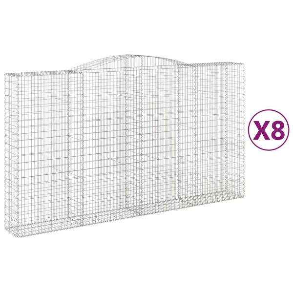 vidaXL Obl&uacute;kov&yacute; gabionov&yacute; k&ocirc;&scaron; 8 ks 400x50x220/240cm pozinkovan&eacute; železo