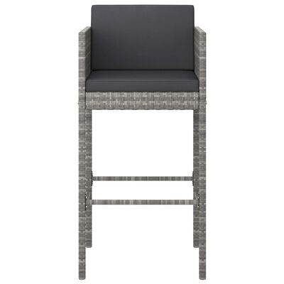 vidaXL Barové stoličky 2 ks s podložkami sivé polyratanové
