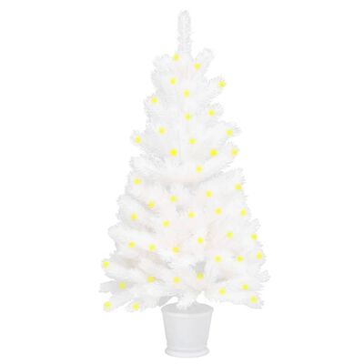vidaXL Osvetlený umelý vianočný stromček, biely 90 cm
