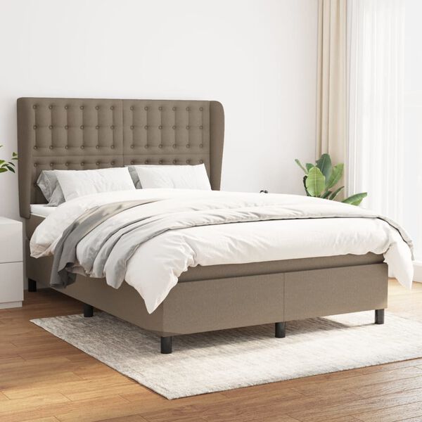 vidaXL Boxspring posteľ s matracom sivohned&yacute; 140x190 cm l&aacute;tka