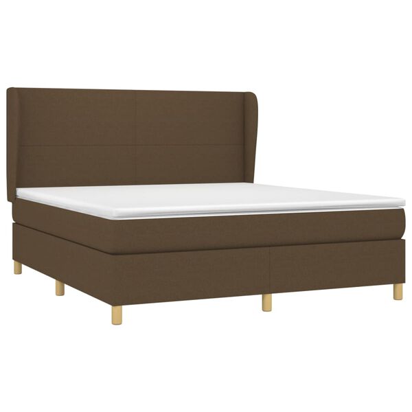 vidaXL Boxspring posteľ s matracom tmavohned&aacute; 180x200 cm l&aacute;tka