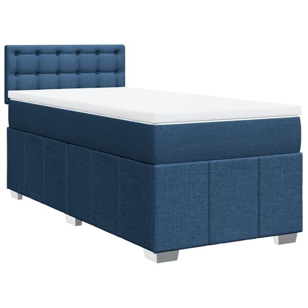 vidaXL Posteľn&yacute; r&aacute;m boxspring s matracom modr&yacute; 90x190 cm l&aacute;tka