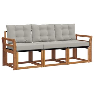 vidaXL Z&aacute;hradn&aacute; s&uacute;prava gaučov s vank&uacute;&scaron;om 3 pcs Pr&iacute;rodn&aacute; a svetlosiv&aacute;