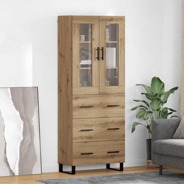 vidaXL Highboard so z&aacute;suvkou 2 pcs Remeseln&yacute; dub Kompozitn&eacute; drevo