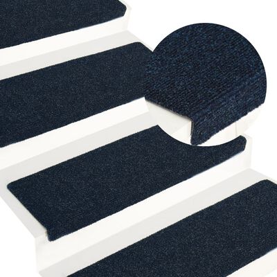 vidaXL Nášľapy na schody 15 ks 65x21x4 cm modré vpichovaná textília