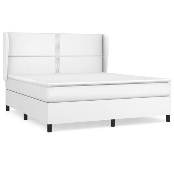 vidaXL Boxspring posteľ s matracom biela 160x200 cm umel&aacute; koža