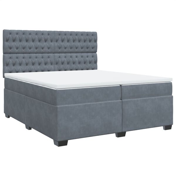 vidaXL Posteľn&yacute; r&aacute;m boxspring s matracom tmavosiv&yacute; 200x200 cm zamat