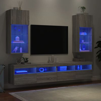 vidaXL TV skrinky s LED svetlami 2 ks sivé sonoma 40,5x30x90 cm