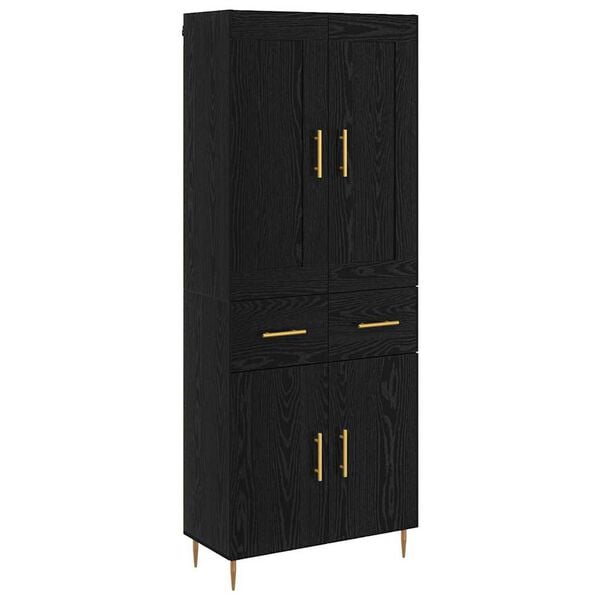 vidaXL Highboard Čierny dub 69,5 x 34 x 180 cm Kompozitn&eacute; drevo