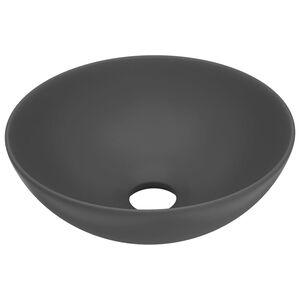 vidaXL Um&yacute;vadlo do k&uacute;peľne, keramika, tmavosiv&eacute;, okr&uacute;hle