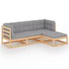 vidaXL 4-dielna z&aacute;hradn&aacute; sedacia s&uacute;prava s podložkami borovicov&yacute; mas&iacute;v