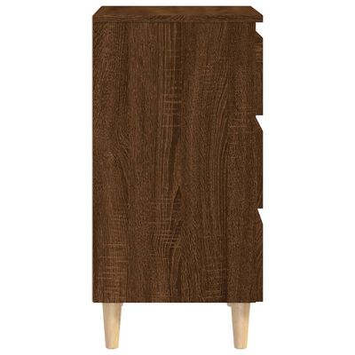 vidaXL Nočný stolík s nohami z masívneho dreva hnedý dub 40x35x69 cm