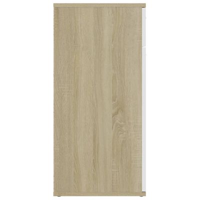 vidaXL Komoda, biela a dub sonoma 80x36x75 cm, kompozitné drevo