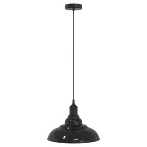 vidaXL Z&aacute;vesn&aacute; lampa s nastaviteľnou v&yacute;&scaron;kou E27 leskl&aacute; čierna &Oslash; 31 cm kovov&aacute;