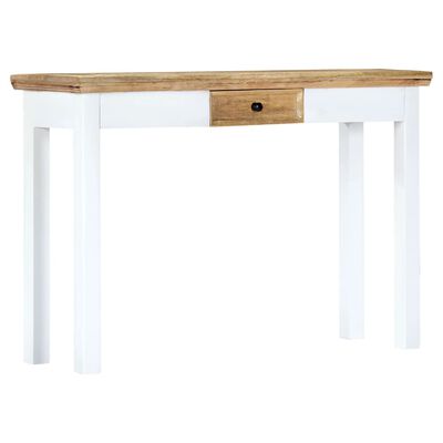 vidaXL Konzolový stolík biely a hnedý 110x35x75 cm masívne mangovníkové drevo