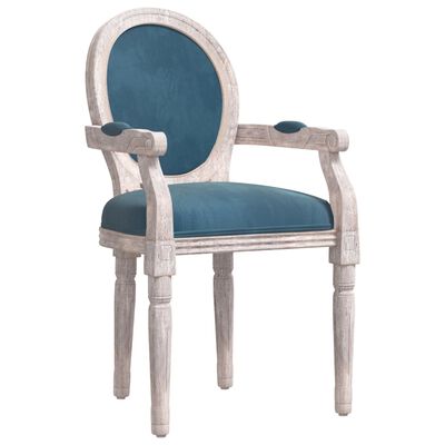 vidaXL Jedálenská stolička modrá 54x56x96,5 cm zamat