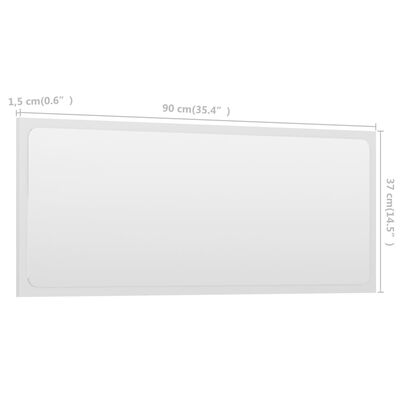 vidaXL Kúpeľňové zrkadlo, biele 90x1,5x37 cm, kompozitné drevo