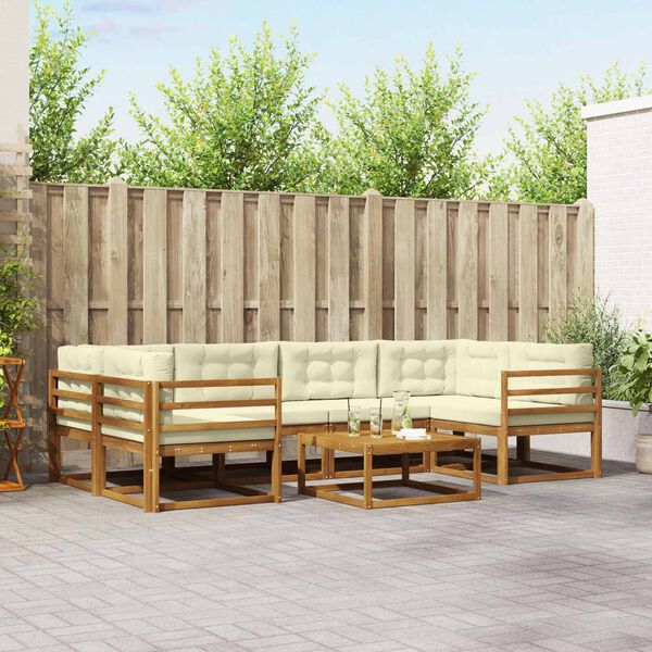 vidaXL Z&aacute;hradn&aacute; s&uacute;prava gaučov s vank&uacute;&scaron;om 7 pcs Pr&iacute;rodn&aacute; a kr&eacute;mov&aacute;