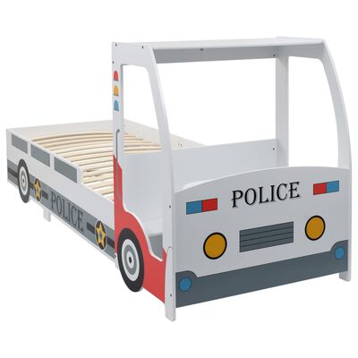 vidaXL Detská posteľ policajné auto so stolom 90x200 cm