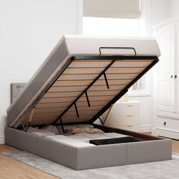 VidaXL Osmansk&aacute; posteľ s matracom a LED di&oacute;dami Taupe 120x190 cm L&aacute;tka