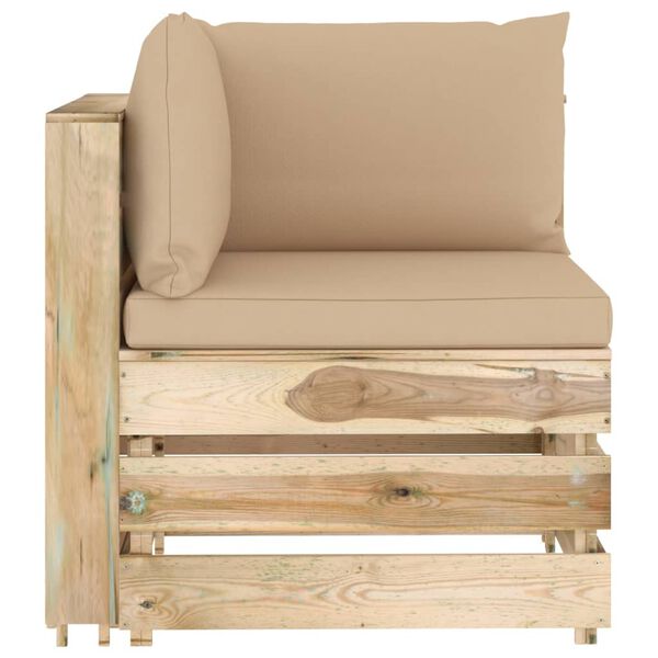 vidaXL 11-dielna z&aacute;hradn&aacute; s&uacute;prava+podložky, zelen&eacute; impregnovan&eacute; drevo