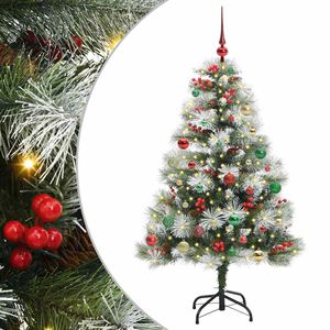 vidaXL Umel&yacute; vianočn&yacute; stromček Zelen&aacute; a biela 150 cm PVC, kov a plast