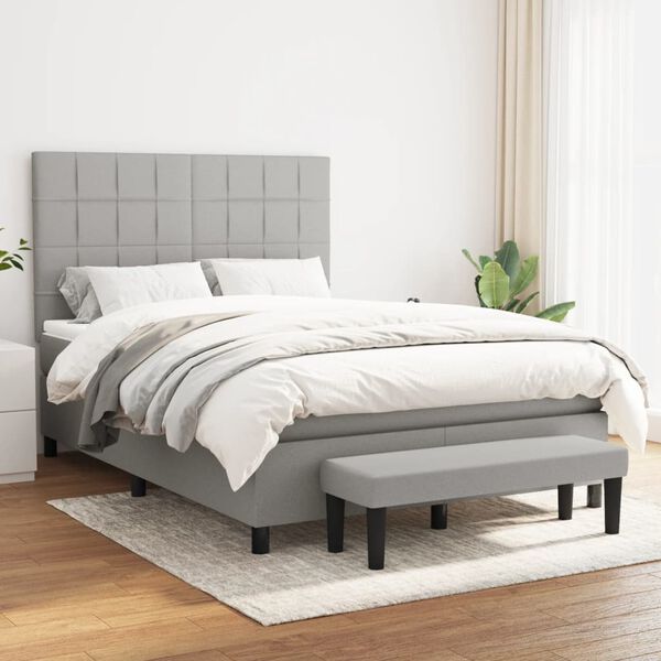 vidaXL Boxspring posteľ s matracom bledosiv&aacute; 140x200 cm l&aacute;tka