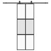 vidaXL Posuvn&eacute; dvere s kovan&iacute;m čierne 76x205 cm tvrden&eacute; sklo