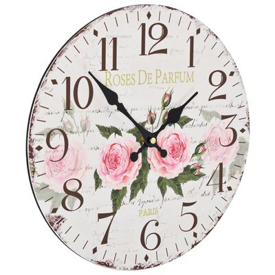 vidaXL Vintage nástenné hodiny, kvety 30 cm