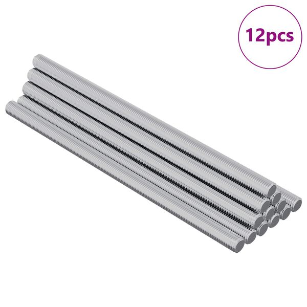 vidaXL Z&aacute;vitov&eacute; tyče 12 pcs Strieborn&aacute; M6 x 120 mm Kov