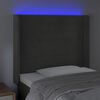 vidaXL Čelo postele s LED tmavosivé 83x16x118/128 cm zamat