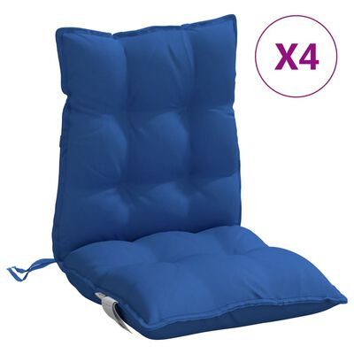 vidaXL Podložky na stoličky nízke operadlo 4 ks tmavomodré látka
